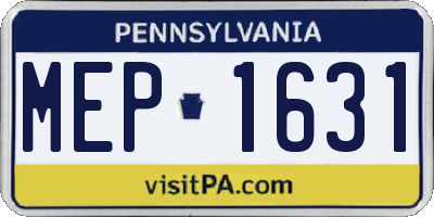 PA license plate MEP1631