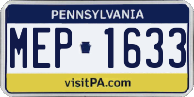 PA license plate MEP1633
