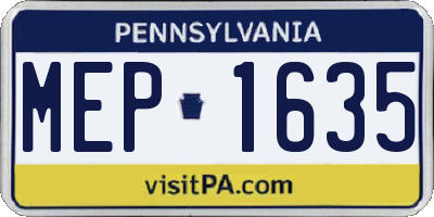PA license plate MEP1635