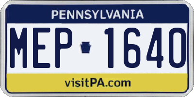 PA license plate MEP1640