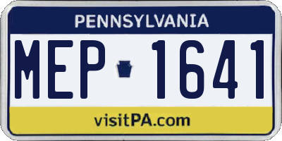 PA license plate MEP1641