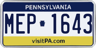 PA license plate MEP1643