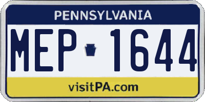 PA license plate MEP1644