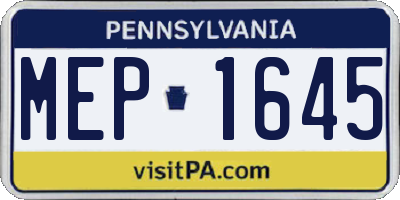 PA license plate MEP1645