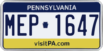 PA license plate MEP1647