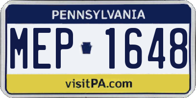 PA license plate MEP1648