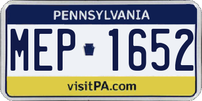 PA license plate MEP1652