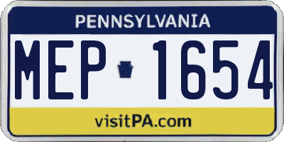 PA license plate MEP1654