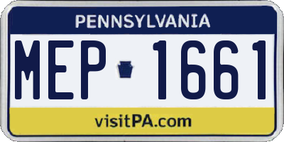 PA license plate MEP1661