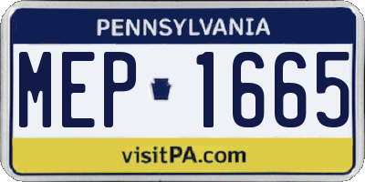 PA license plate MEP1665