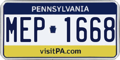 PA license plate MEP1668