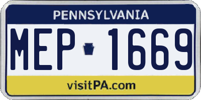 PA license plate MEP1669