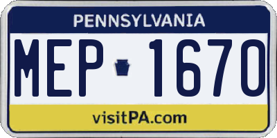 PA license plate MEP1670