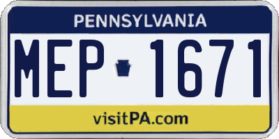 PA license plate MEP1671