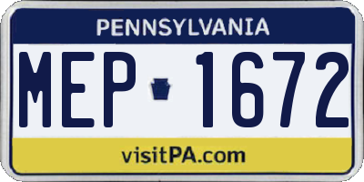 PA license plate MEP1672