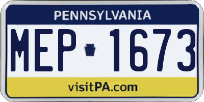 PA license plate MEP1673