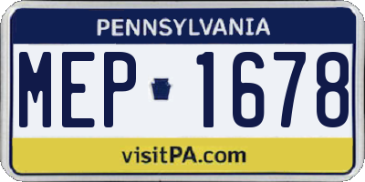 PA license plate MEP1678