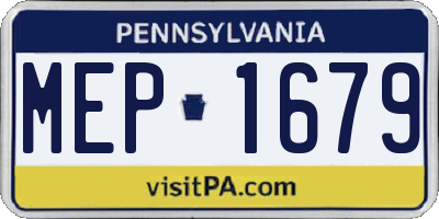 PA license plate MEP1679