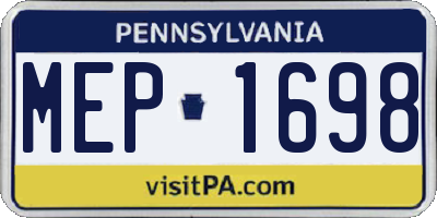 PA license plate MEP1698