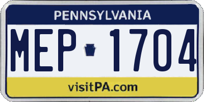 PA license plate MEP1704