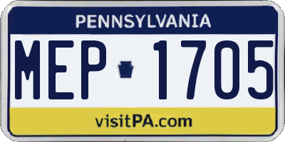 PA license plate MEP1705