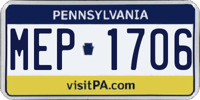 PA license plate MEP1706