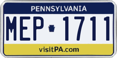 PA license plate MEP1711