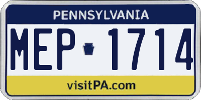 PA license plate MEP1714