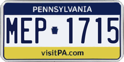 PA license plate MEP1715