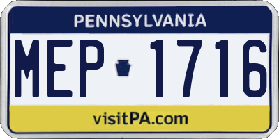 PA license plate MEP1716