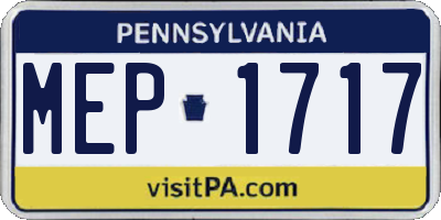 PA license plate MEP1717