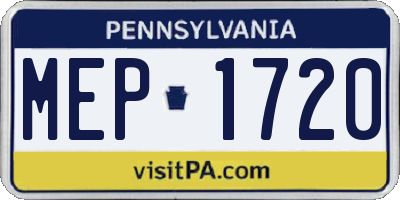 PA license plate MEP1720