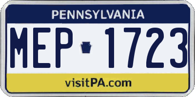 PA license plate MEP1723