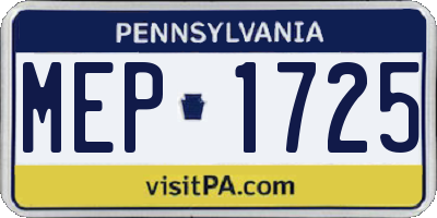PA license plate MEP1725