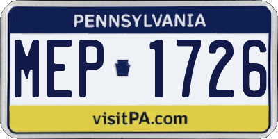 PA license plate MEP1726