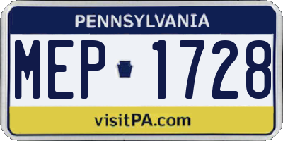 PA license plate MEP1728