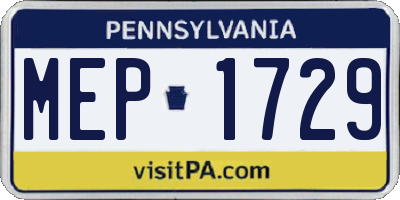PA license plate MEP1729