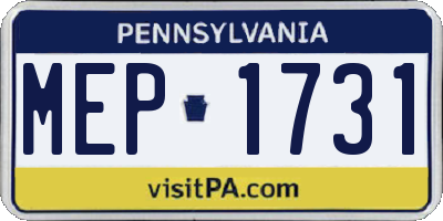 PA license plate MEP1731