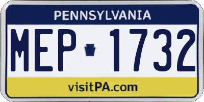 PA license plate MEP1732