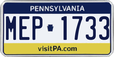 PA license plate MEP1733