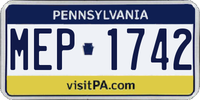 PA license plate MEP1742