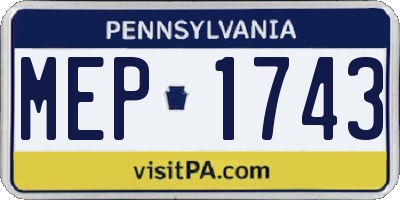 PA license plate MEP1743