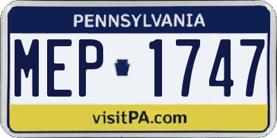 PA license plate MEP1747