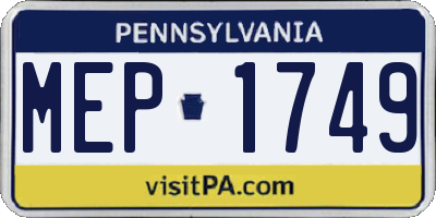 PA license plate MEP1749
