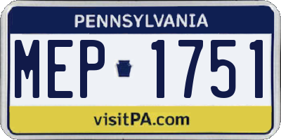 PA license plate MEP1751