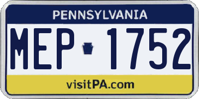 PA license plate MEP1752