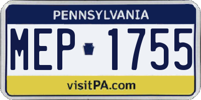 PA license plate MEP1755
