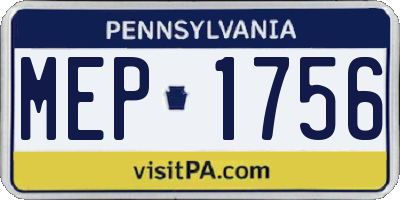 PA license plate MEP1756