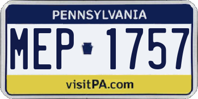PA license plate MEP1757