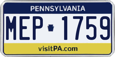 PA license plate MEP1759
